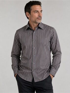 Bugatchi Men’s Dress Shirt 16,  35 Classic Fit Striped L